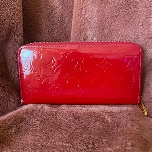Louis Vuitton Red Vernis Zippy Wallet.